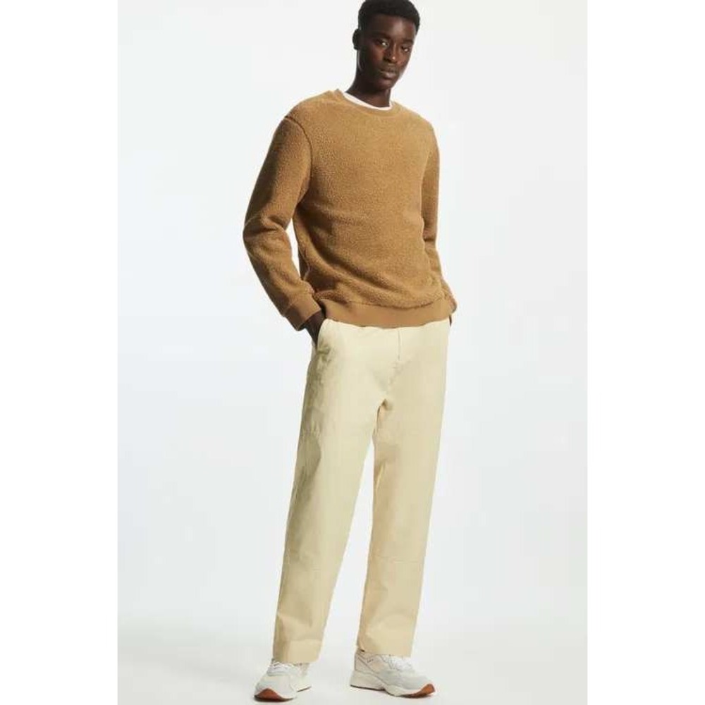 COS Relaxed Decontracte Teddy Fleece Sweatshirt Camel Brown Mens Size Small
